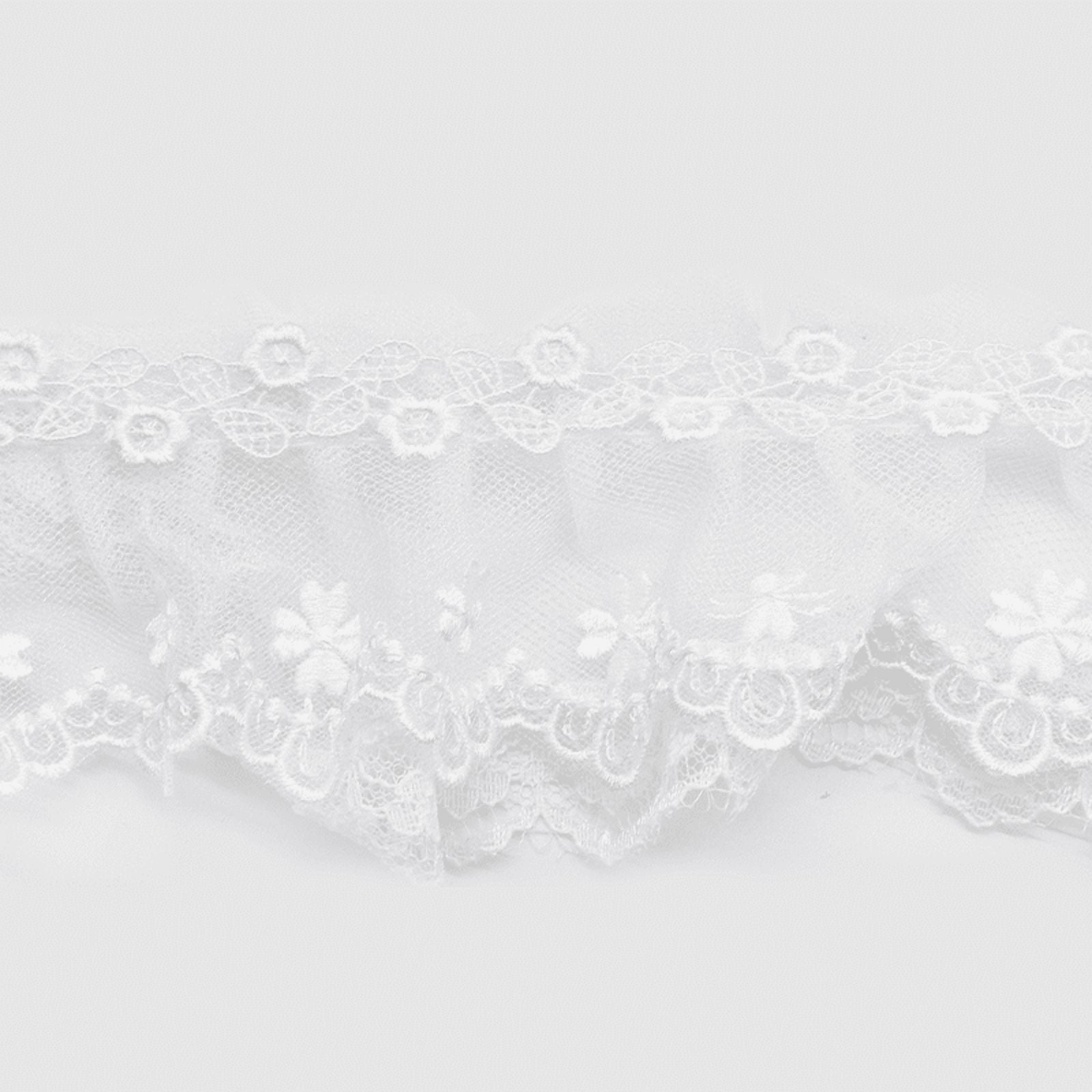 Belagio Enterprises - 3" Width Gathered Lace with Embroidery (10 Yard Roll) - BRL-805-27 White