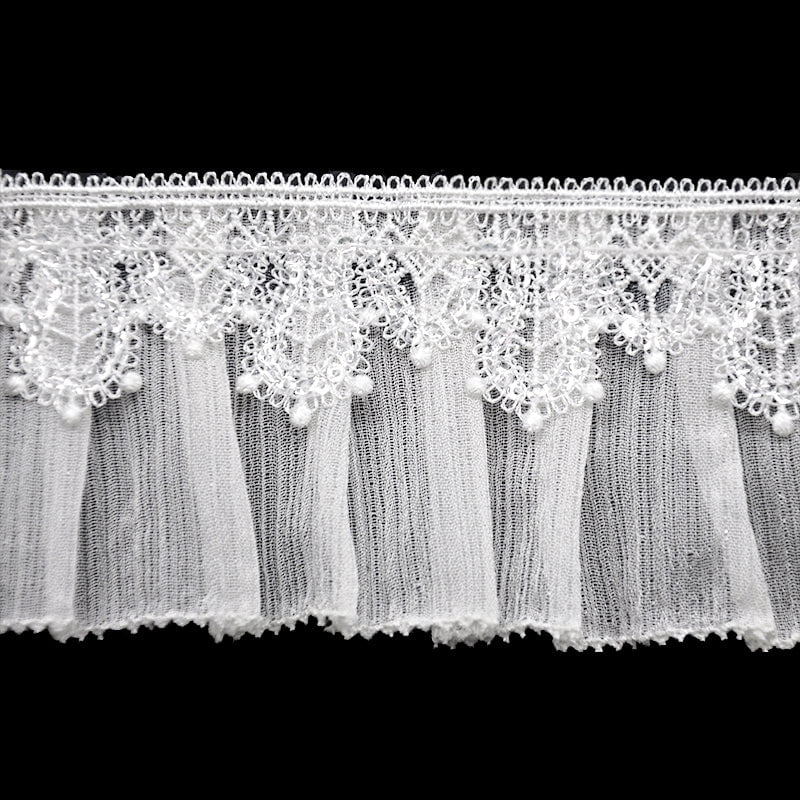 Belagio Enterprises - 2" Width Gathered Lace with Overlay (10 Yard Roll) - BRL-804-27 White