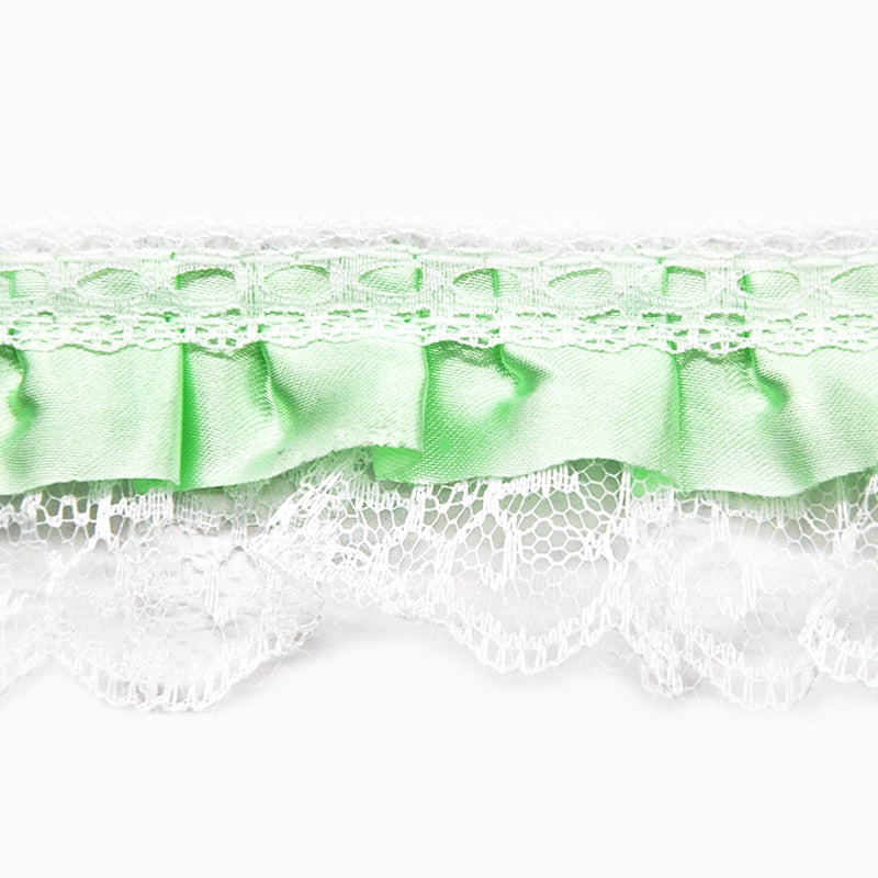 Belagio Enterprises 2-inch Mint Green Gathered Lace with Satin Edge | 50 Yard Roll