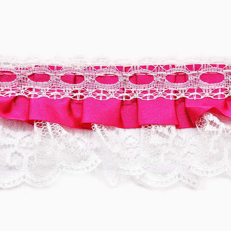 Belagio Enterprises 2-inch Fuchsia Gathered Lace with Satin Edge | 50 Yard Roll