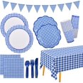 thumbnail image 1 of Gatherfun Gingham Red and White Party Supplies Disposable Paper Plates Napkins Cups Knives Spoons Forks Tablecloth Banner for Birthday Party Family Dinner Picnic Barbecue Mother's Day Party, Serve 25, 1 of 10