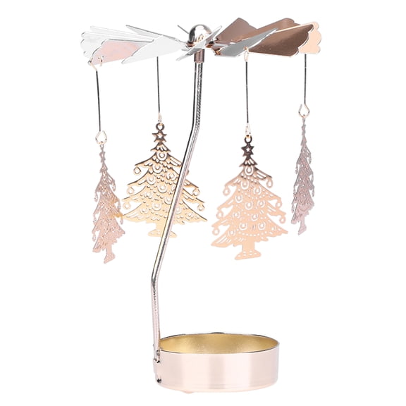 Clispeed Rotating Candle Stand Pine Pendant Candlestick in Golden Finish for Elegant Table Decoration