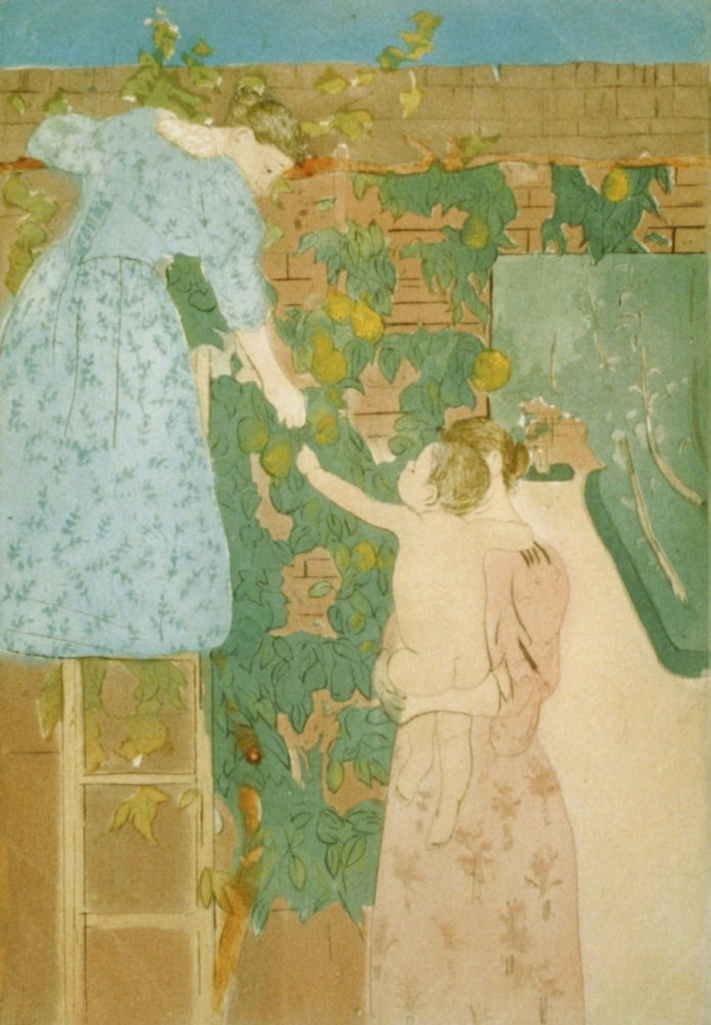 Gathering Fruit 1895 Canvas Art - Mary Cassatt (18 x 24)