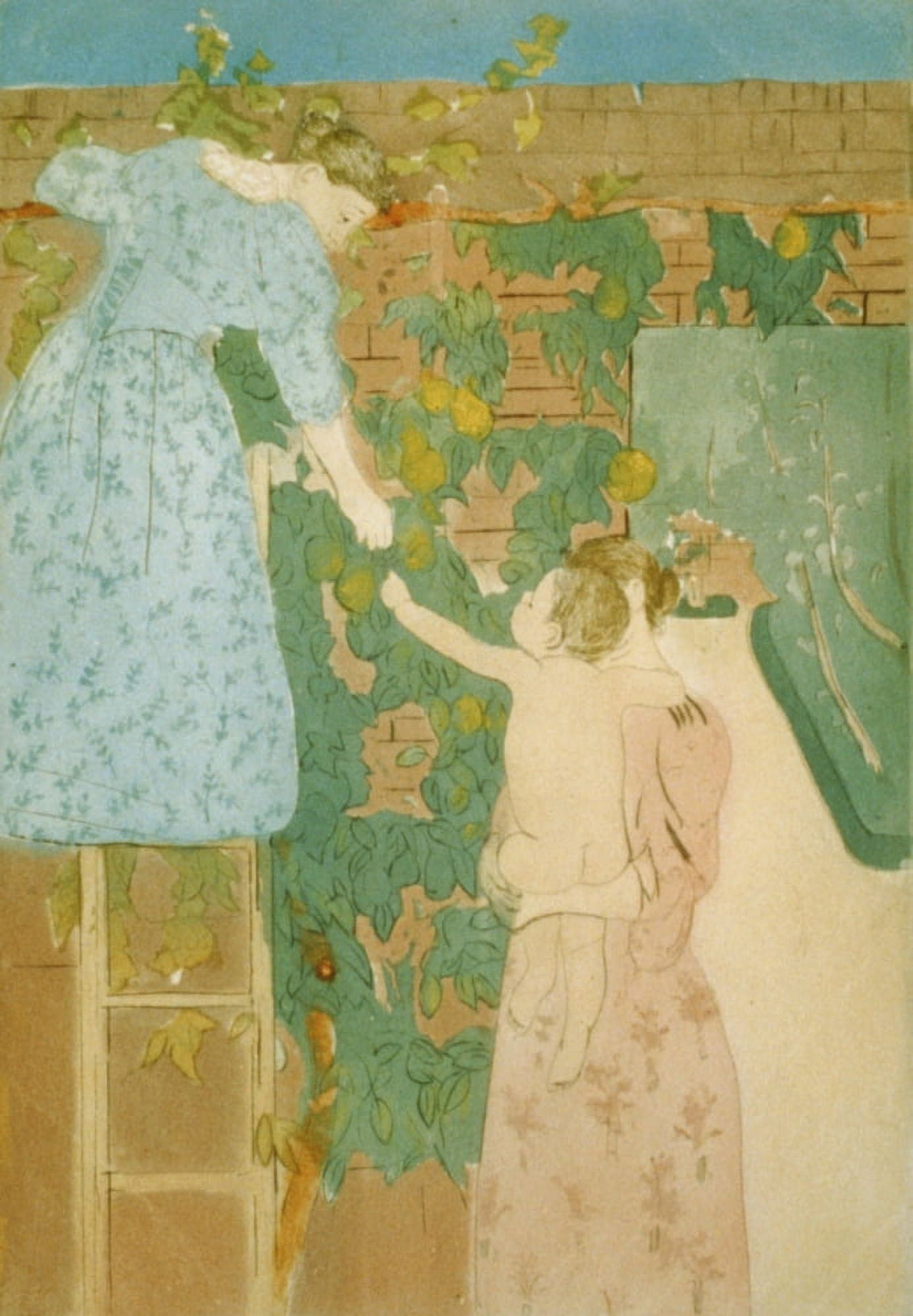 Gathering Fruit 1895 Canvas Art - Mary Cassatt (24 x 36)
