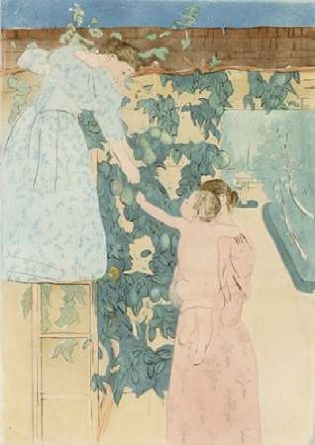 Gathering Fruit Canvas Art - Mary Cassatt (20 x 28)