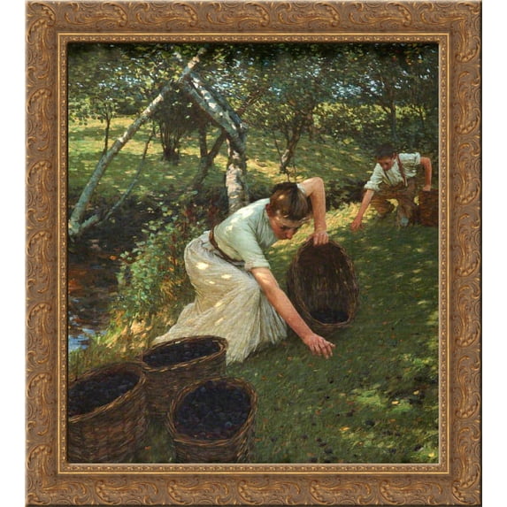 Gathering Plums 24x20 Gold Ornate Wood Framed Canvas Art by Henry Herbert La Thangue