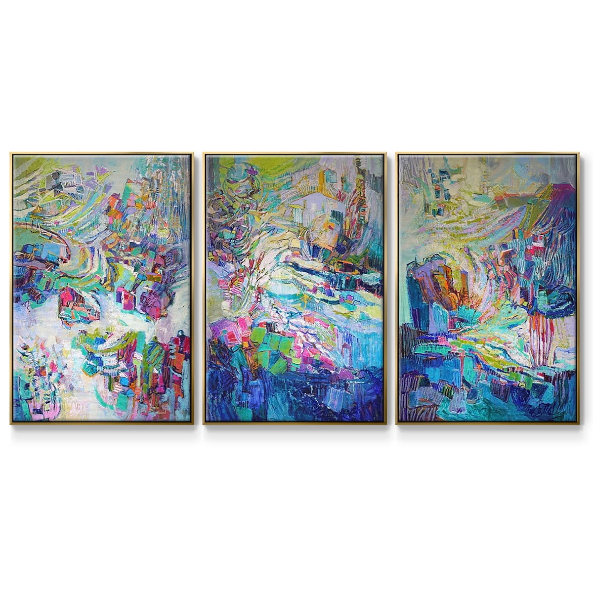 Gathering up the Goddess I - Framed Premium Gallery Wrapped Canvas L Frame 3 Piece Set - Ready to Hang