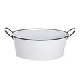 thumbnail image 1 of Gathery Designs Oval White Metal Beverage Bucket, Container, Storage Bin with Metal Handles for Home, Kitchen, Bar, Party, Wedding, Events and More, 1 of 3