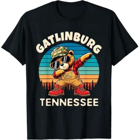 Gatlinburg Tennessee Dabbing Bear Retro Design For T-Shirt