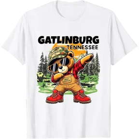 Gatlinburg Tennessee Dabbing Bear Retro Design for T-Shirt