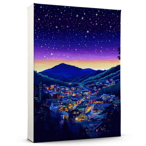 Gatlinburg Travel Canvas Prints, Tennesee Starry Night Travel decor, Gatlinburg Map Poster, Tennesee Travel Decor Artwork - 98AZ494