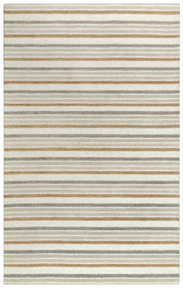 Ivory and Beige Geometric Wool Handwoven Rectangular Rug