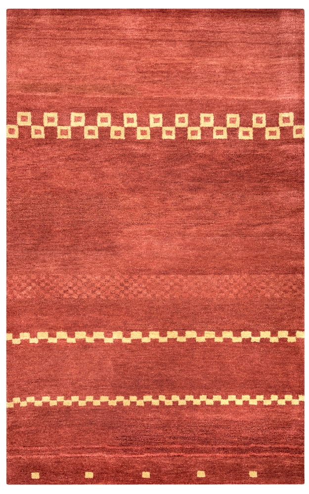 Hand-Tufted Red Wool and Cotton Non-Slip Runner Rug