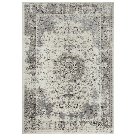 Gatney Rugs Cycle Area Rug ENA105 Gray Rings Scrolls 5' 3" x 7' 7" Rectangle