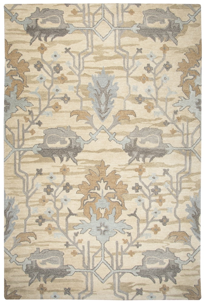 Hand-Tufted Gray Wool Rectangular Office Rug 5' x 8'
