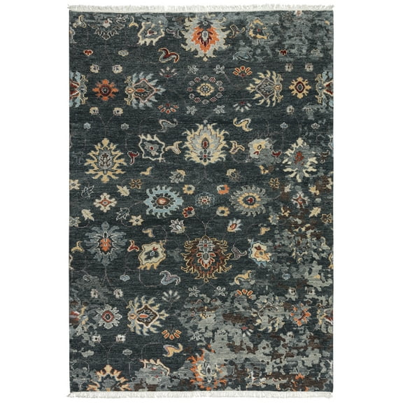 Gatney Rugs Davidson Area Rug ENV962 Charcoal Bulbs Leaves 6' x 9' Rectangle