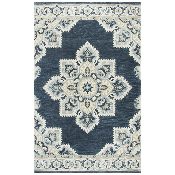 Gatney Rugs Enclave Area Rug RS070B Dark Blue Petals Rugged 10' x 13' Rectangle
