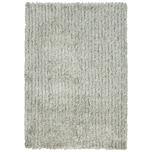 Gatney Rugs Explorer Shag Area Rug DRA102 White Rows Lines 7' 6" x 9' 6" Rectangle