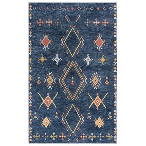 Gatney Rugs Greco Area Rug A02102 Blue Jagged Faded 5' x 7' 6" Rectangle
