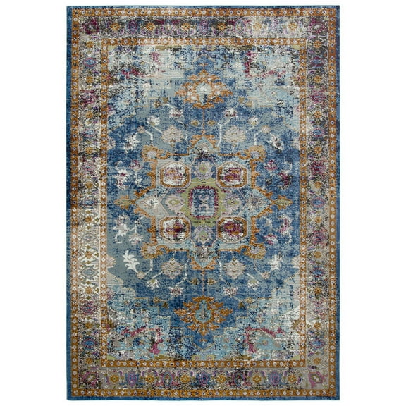 Gatney Rugs Harvard Area Rug PRI102 Blue Petals Blossoms 3' 11" x 5' 6" Rectangle