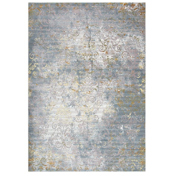 Gatney Rugs Harvard Area Rug PRI106 Blue/Gray Petals Vines 8' 10" x 11' 10" Rectangle