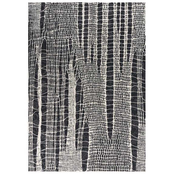 Gatney Rugs Hughes Area Rug EMG926 Beige/Black Cracked Worn 7' 10" x 9' 10" Rectangle