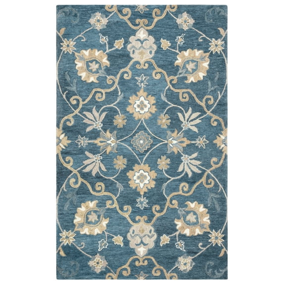 Gatney Rugs Majestic Area Rug LO9985 Blue Vines Scrolls 2' 6" x 8' Rectangle
