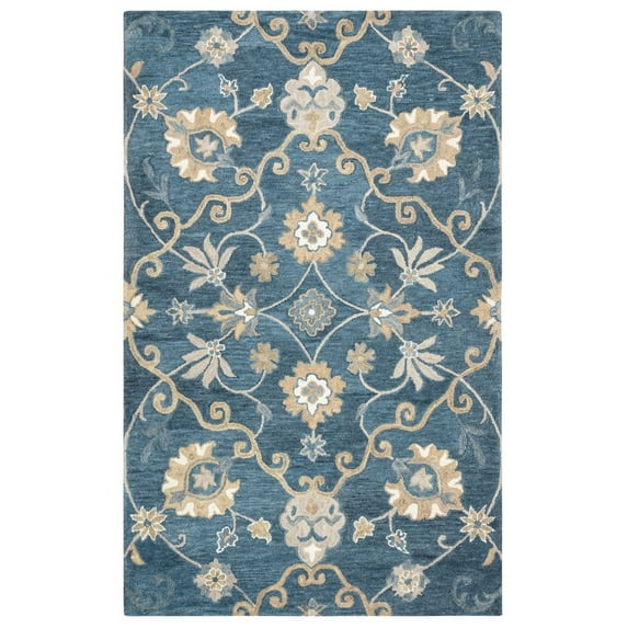 Gatney Rugs Majestic Area Rug LO9985 Blue Vines Scrolls 8' x 10' Rectangle