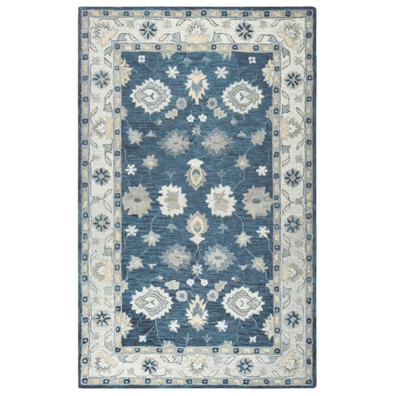 Gatney Rugs Majestic Area Rug LO9993 Blue Bordered Bulbs 8' x 10' Rectangle