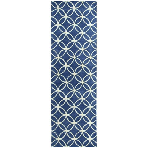 Gatney Rugs Marshall Area Rug OP8120 Blue Trellis Lattice 2' 6" x 8' Rectangle