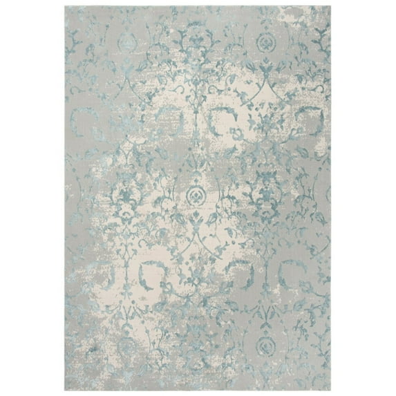 Gatney Rugs Midtown Area Rug CHS103 Gray/Blue Petals Bulbs 5' 3" x 7' 6" Rectangle