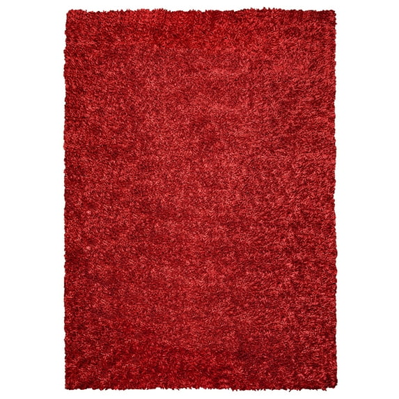 Gatney Rugs Peninsula Shag Area Rug KM2310 Red Lustrous Single-Color 5' x 7' Rectangle