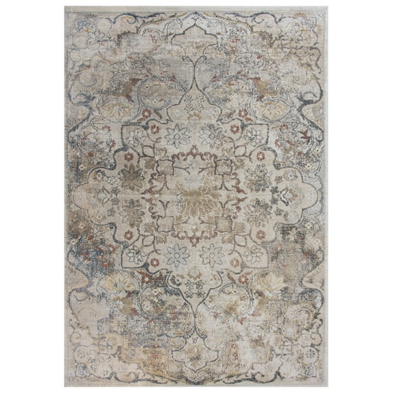Gatney Rugs Scranton Area Rug BRS102 Beige Scrolls Bulbs 3' 11" x 5' 6" Rectangle