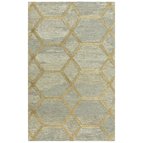 Gatney Rugs Security Area Rug HVN101 Beige Octagons Diagonals 5' x 7' 6" Rectangle