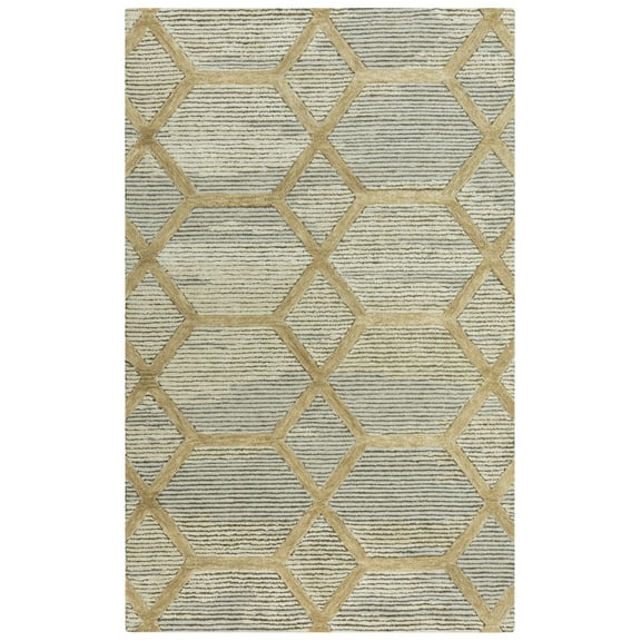 Gatney Rugs Security Area Rug HVN101 Beige Octagons Diagonals 5' x 7' 6" Rectangle