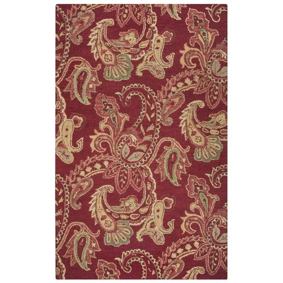 Gatney Rugs Vert Area Rug AL2651 Burgandy Paisley Leaves 2' 6" x 8' Rectangle