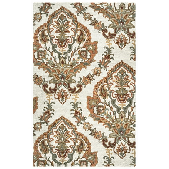 Gatney Rugs Vert Area Rug AL2665 Ivory Ornamental Paisley 9' x 12' Rectangle