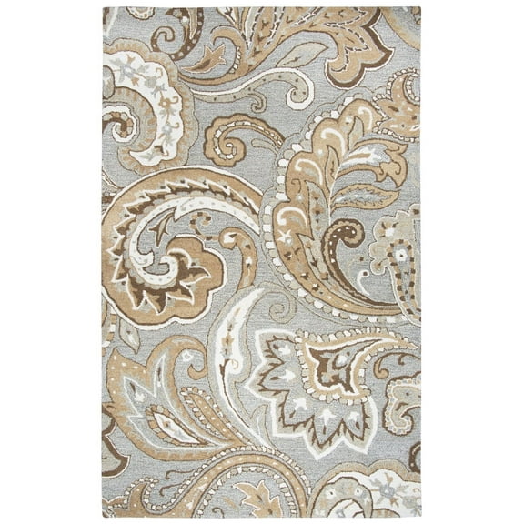 Gatney Rugs Village Area Rug SK325A Gray Paisley Petals 9' x 12' Rectangle