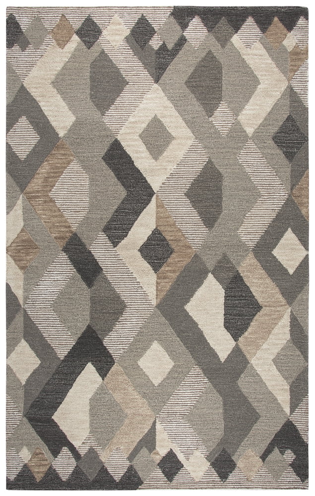 Handmade Gray and Natural Wool Geometric 10' x 13' Area Rug