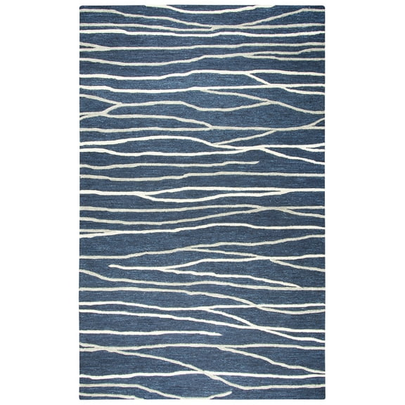 Gatney Rugs Vista Area Rug ID970A Navy Lines Jagged 5' x 8' Rectangle