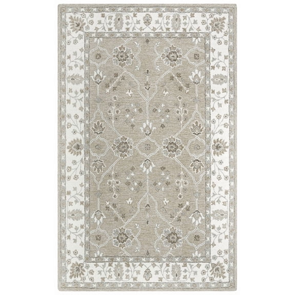 Gatney Rugs Walbin Area Rug A01106 Beige Scrolls Bulbs 7' 9" x 9' 9" Rectangle