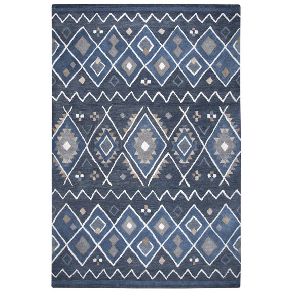 Gatney Rugs Wildcat Area Rug TL647A Indigo Zig Zag Rows 9' x 12' Rectangle