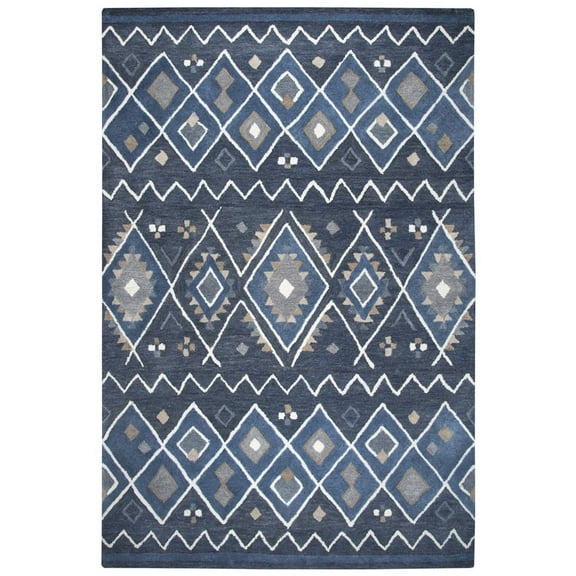 Gatney Rugs Wildcat Area Rug TL647A Indigo Zig Zag Rows 9' x 12' Rectangle