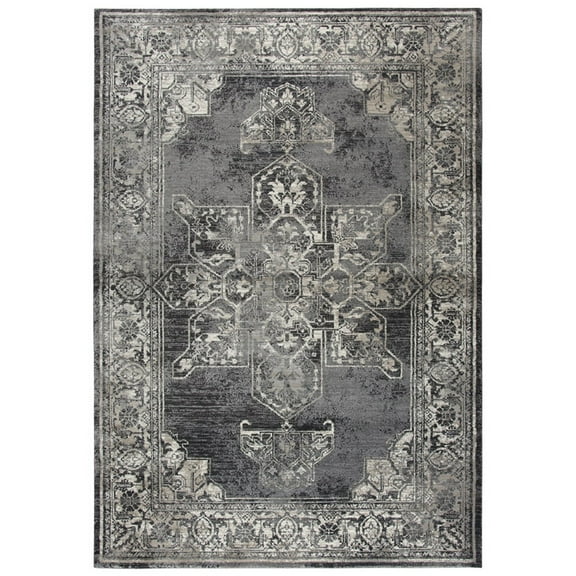 Gatney Rugs Woodwind Area Rug PN6972 Gray Petals Corners 2' 3" x 7' 7" Rectangle