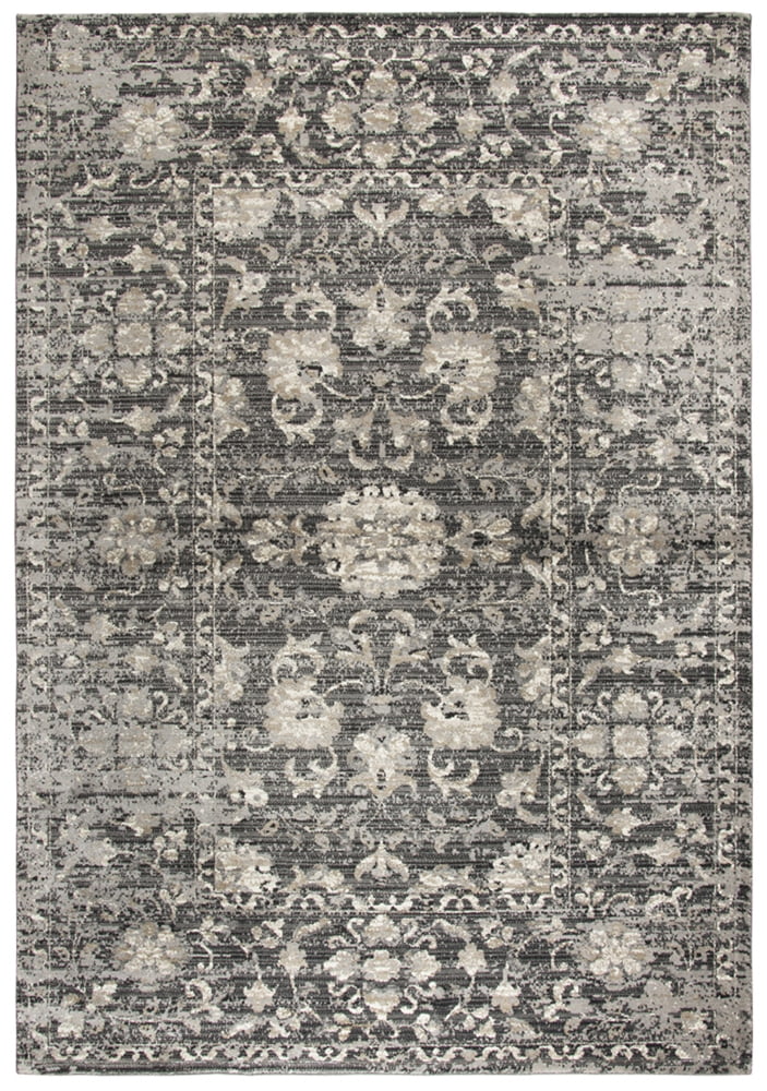 Gray Distressed Hand-Knotted Synthetic Rectangular Area Rug 7'10" x 10'10"