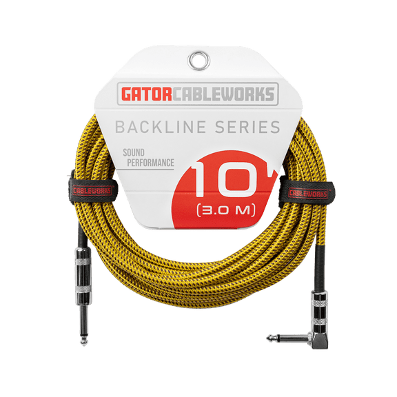 Gator 10' Backline Braided Instrument Cable, Tweed Straight to Angle