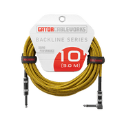 Gator 10 Backline Braided Instrument Cable, Tweed Straight to Angle
