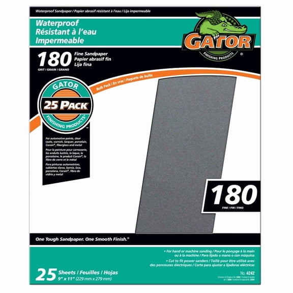 Gator Grit Silicone Carbide Sanding Sheets 180 Grit Extra Fine Metal