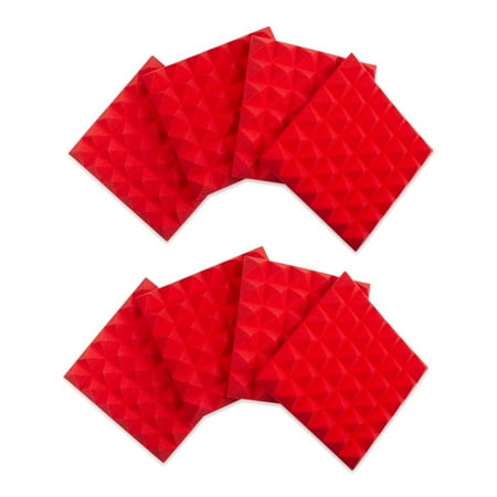 12"x12" Acoustic Pyramid Panels 8-Pack (Red)