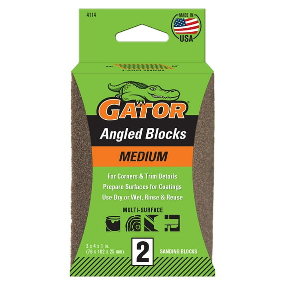 Gator 4114 3 in x 4 in x 1 in Medium Grit Angled Blocks, 2 Pieces